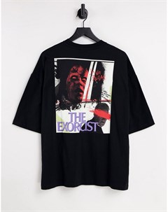 Черная oversized футболка с принтом фильма Изгоняющий дьявола на спине Asos design