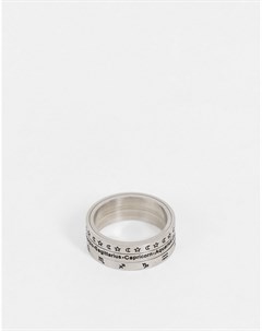 Серебристое широкое кольцо из нержавеющей стали со знаками зодиака и подвижной частью Asos design