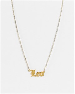 Золотистое ожерелье из нержавеющей стали с подвеской со знаком зодиака Лев Designb london
