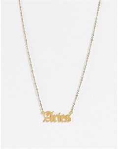 Золотистое ожерелье из нержавеющей стали с подвеской со знаком зодиака Овен Designb london
