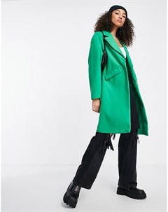 Зеленое удлиненное пальто классического кроя Bershka