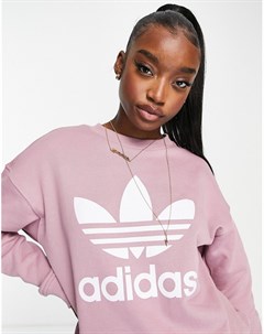 Розовато лиловый свитшот с большим логотипом Adidas originals