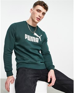 Темно зеленый свитшот с большим логотипом Essentials Puma