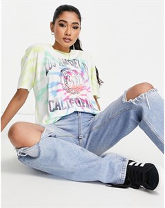 Цветная oversized футболка с принтом тай дай в винтажном стиле Hollister