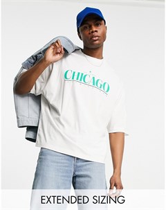 Белая oversized футболка с принтом Chicago Asos design
