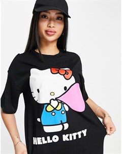 Черная oversized футболка с принтом Hello Kitty Asos design