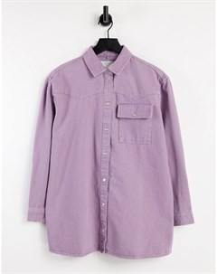 Бледно фиолетовая рубашка из денима в стиле oversized Noisy may