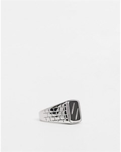 Серебристое кольцо печатка из нержавеющей стали с рельефным узором Asos design