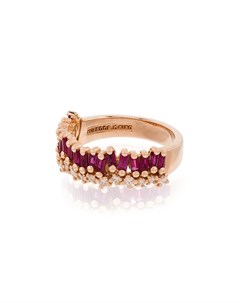 Кольцо Baguette из розового золота с рубинами и бриллиантами Suzanne kalan