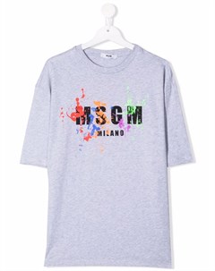 Футболка с эффектом разбрызганной краски Msgm kids