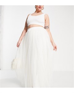 Свадебная пышная юбка макси из тюля цвета слоновой кости от комплекта Lace & beads plus