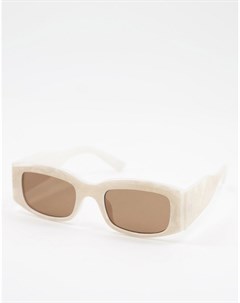Солнцезащитные квадратные очки среднего размера в оправе из переработанных материалов и ацетата бело Asos design