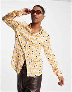 Атласная рубашка с цветочным принтом в стиле 70 х Asos design