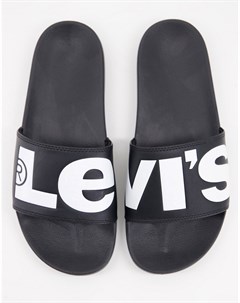 Черные шлепанцы с винтажным логотипом Levi's®