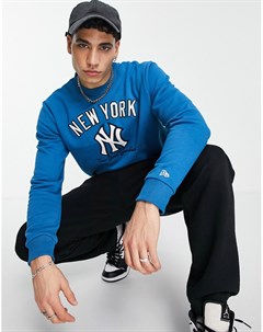Синий свитшот из материала букле с символикой New York Yankees в винтажном стиле New era
