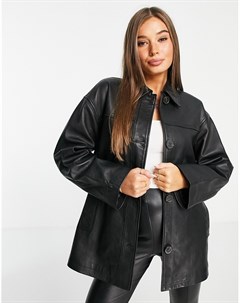Черная кожаная куртка в винтажном стиле Asos design