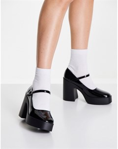 Черные туфли на платформе в стиле Мэри Джейн на каблуке Penny Asos design