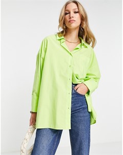 Лаймовая рубашка свободного кроя super oversized из хлопка в винтажном стиле Asos design