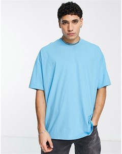 Голубая футболка в стиле oversized с круглым вырезом из смесового органического хлопка Asos design
