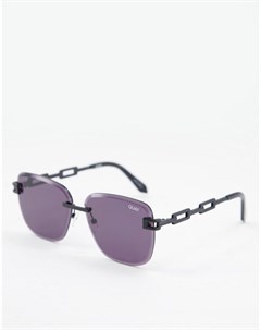 Черные матовые солнцезащитные очки квадратной формы с дужками в виде цепочки Quay No Cap Quay australia