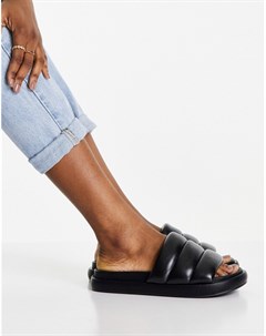 Черные мюли сандалии с уплотненным ремешком Plum Topshop