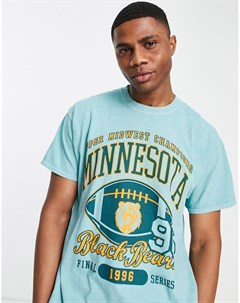 Голубая oversized футболка с принтом Minnesota Topman