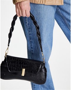 Черная закругленная сумка на плечо с переплетенным ремешком Truffle collection
