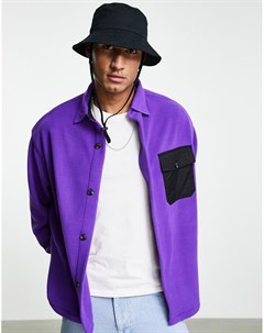 Свободная фиолетовая oversized рубашка из флиса с контрастным карманом Asos design