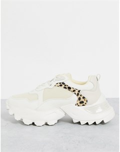 Белые кроссовки на толстой подошве с отделкой с леопардовым принтом Na-kd