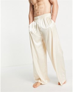 Атласные пижамные штаны бежевого цвета Asos design