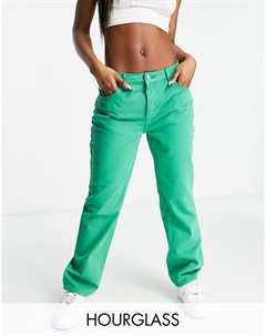Прямые брюки ярко зеленого цвета в стиле 90 х Hourglass Asos design