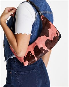 Кожаная сумка на плечо с пятнистым принтом Topshop