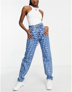 Свободные джинсы из смесового органического хлопка в винтажном стиле с узором в виде сердечек Asos design