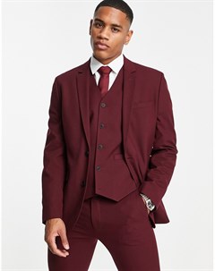 Бордовый приталенный пиджак Asos design