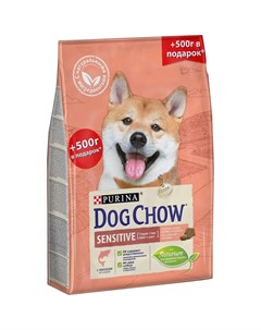 Сухой корм для взрослых собак с чувствительным пищеварением с лососем 2 5кг 500гр Dog chow