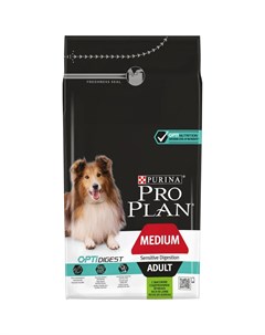 Сухой корм Pro Plan для взрослых собак средних пород с чувствительным пищеварением ягненок и рис 1 5 Purina pro plan