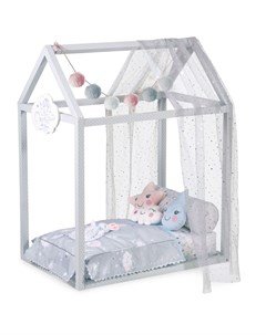 Мебель для кукол Кроватка домик с аксессуарами Мартин деревянная 55 см 54929 Decuevas toys