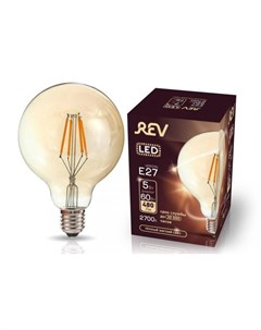 Лампа светодиодная 32433 1 filament vintage шар g95 e27 5w 2700k deco premium теплый Rev ritter