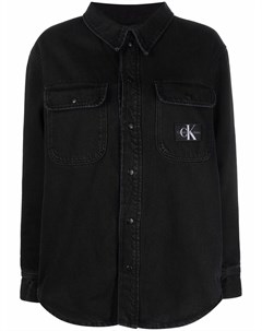 Джинсовая куртка рубашка с нашивкой логотипом Calvin klein jeans