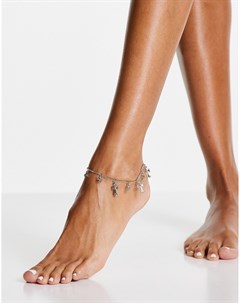 Серебристый браслет на ногу с подвесками в виде крестиков Asos design