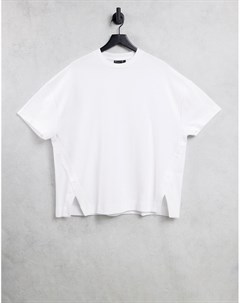 Свободная фактурная футболка белого цвета с разрезами по бокам Asos design