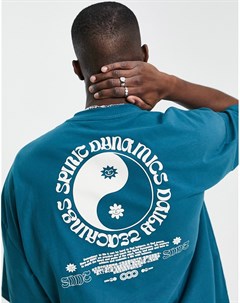 Бирюзовая футболка в стиле oversized с принтом мистического знака на спине Asos design