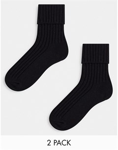 Набор из 2 пар черных домашних носков до середины икры из материала с добавлением шерсти Asos design