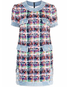 Твидовое платье мини со вставками из денима Dsquared2