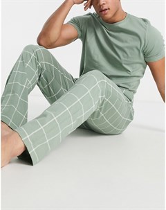 Пижамный комплект шалфейно зеленого цвета в клетку с футболкой с короткими рукавами Brave soul