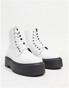 Белые ботинки со шнуровкой на массивной подошве Attitude 2 Asos design