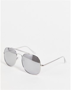 Серебристые солнцезащитные очки авиаторы с зеркальными стеклами River island