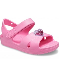 Сандалии для девочек Toddler Classic Cross Strap Charm Sandal Pink Lemonade Crocs