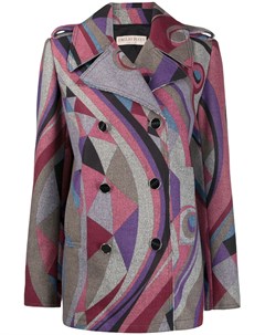 Двубортное пальто с абстрактным принтом Emilio pucci