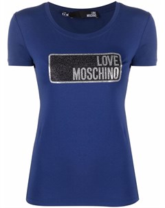 Футболка с логотипом и блестками Love moschino